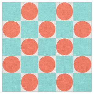 Tissu Panneau de contrôle Coral et Aqua Circle
