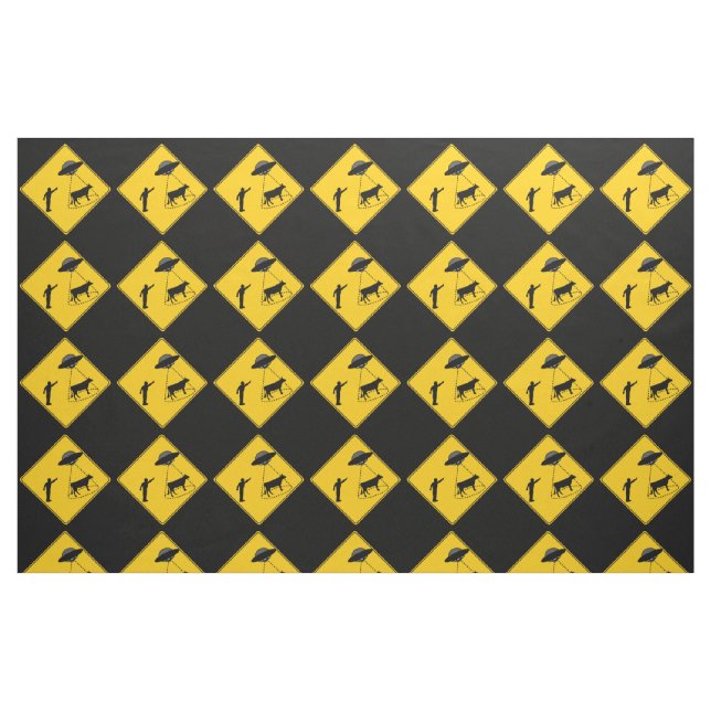 Tissu Panneau routier - Vache et ovnis (Fat Quarter)