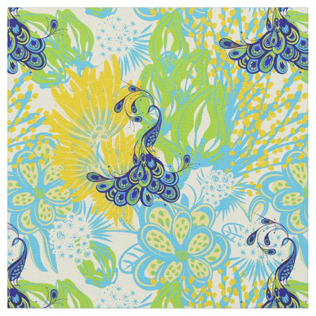 tissu paon fleuri (Fermer)