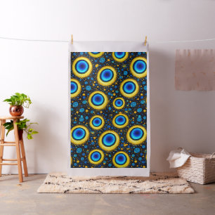 Tissu paon oeil art déco bol bleu or luxe