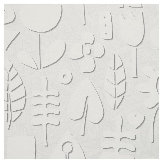 Tissu papier coupé fleurs blanc argent (Échantillon)