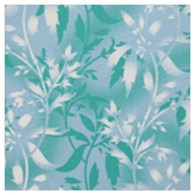 Tissu Papier peint floral turquoise. Textile rouge tige (Échantillon)