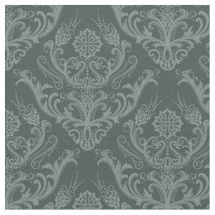Tissu Papier peint vert fleuri damassé de luxe