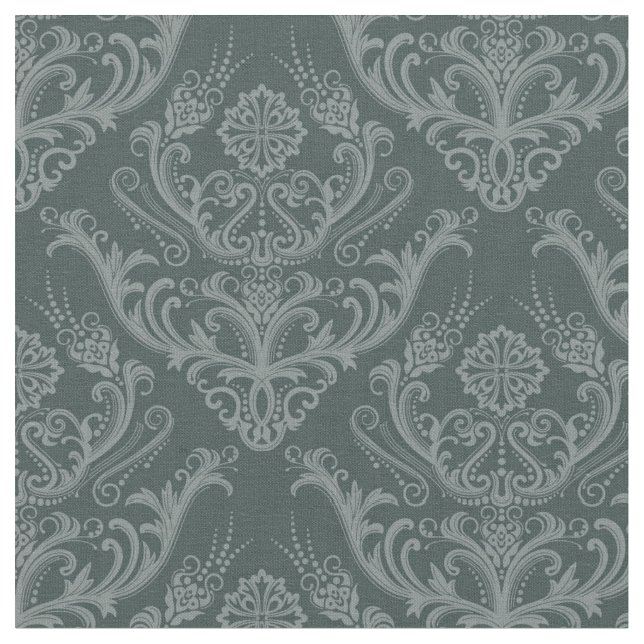 Tissu Papier peint vert fleuri damassé de luxe (Fermer)