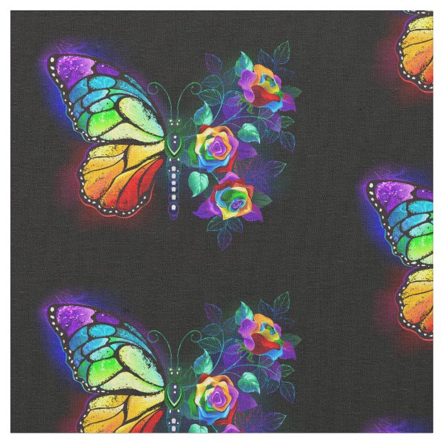 Tissu Papillon arc-en-ciel (Fermer)