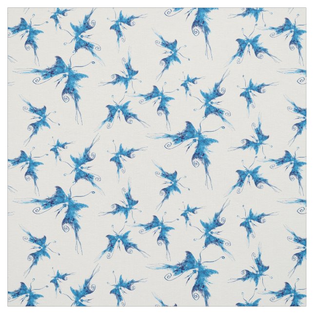 Tissu Papillon bleu artistique (Échantillon)