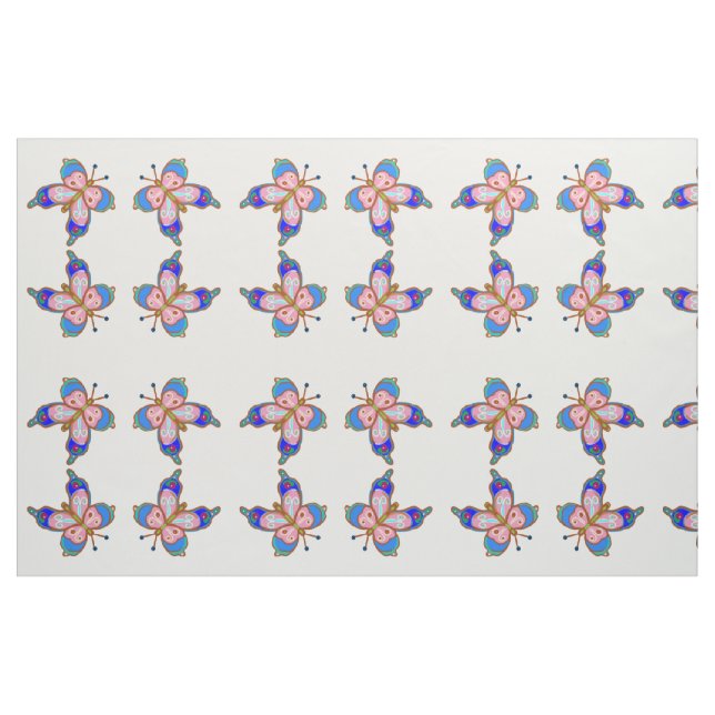 Tissu Papillon bleu et rose (Fat Quarter)