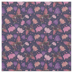 Tissu Papillon bleu vintage