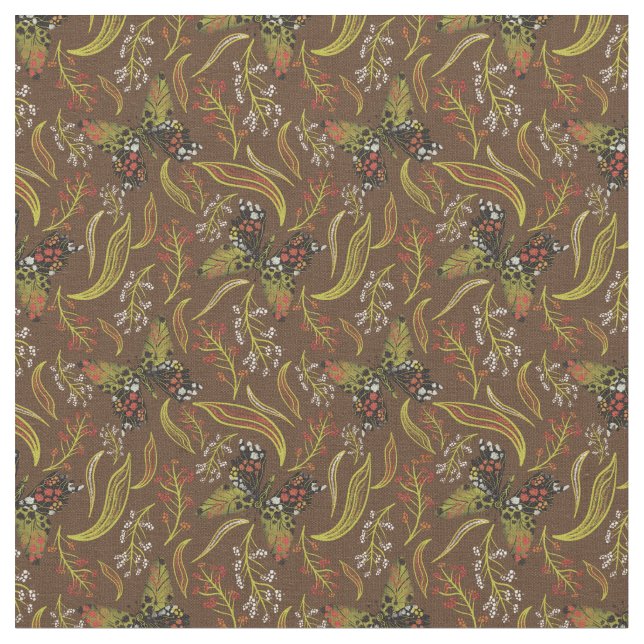 Tissu Papillon Boho Brown motif floral (Fermer)