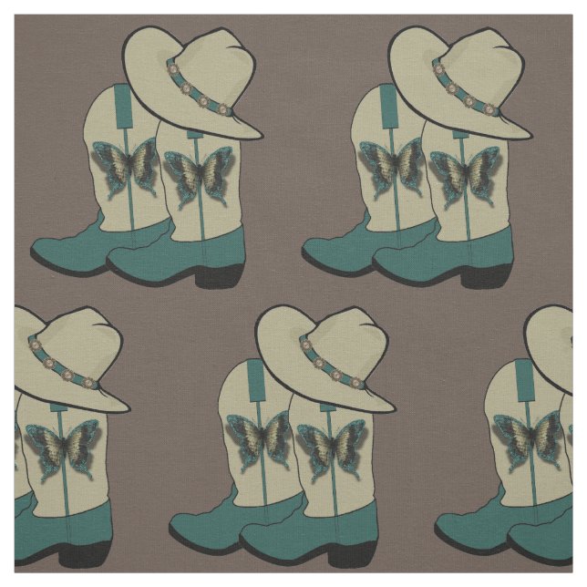 Tissu Papillon Casquette Western Cowboy Boot Et Cowboy (Échantillon)