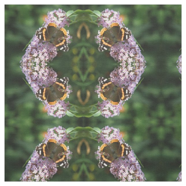 Tissu Papillon de l'amiral rouge et bouddleie (Échantillon)
