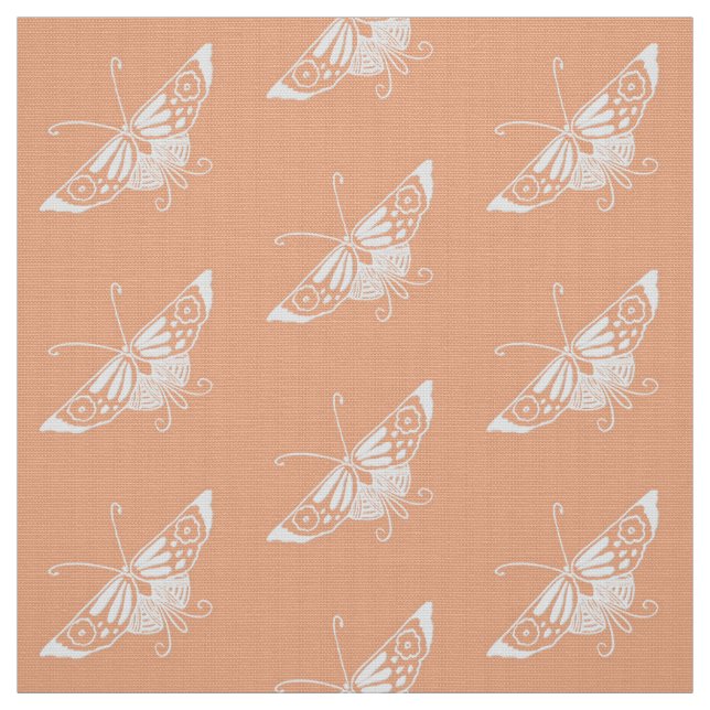 Tissu Papillon Déco Stylisé, Pastel Peach (Échantillon)