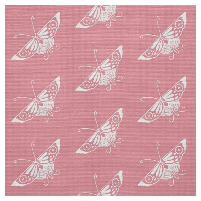 Tissu Papillon déco stylisé, rose coquille (Échantillon)
