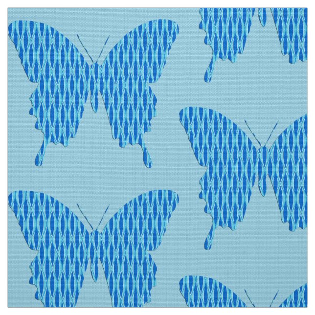 Tissu Papillon en papier peint - tons bleu (Échantillon)