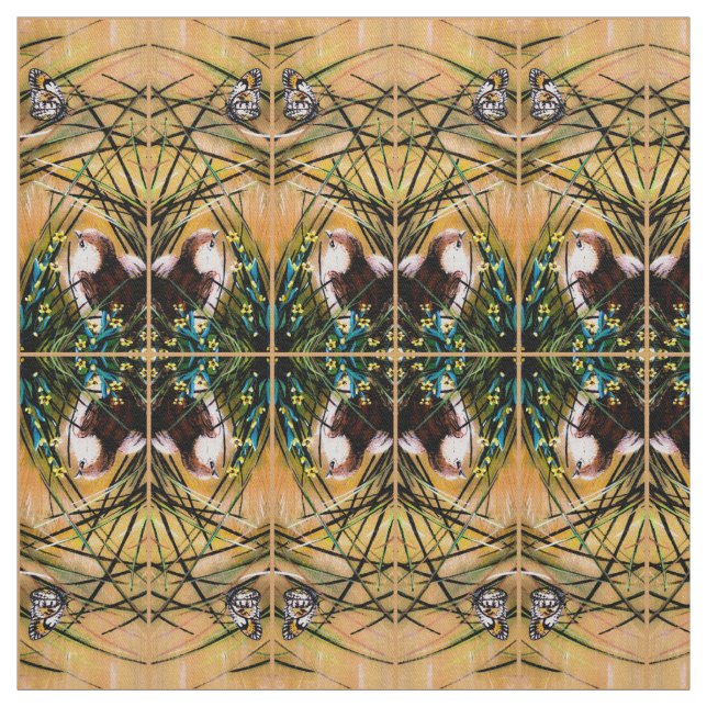 Tissu Papillon et Caille (Échantillon)