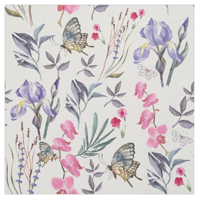 Tissu Papillon floral élégant de printemps (Échantillon)