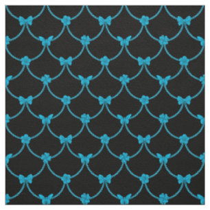 Tissu Papillon Floral Moderne Bleu Naturel Luxe