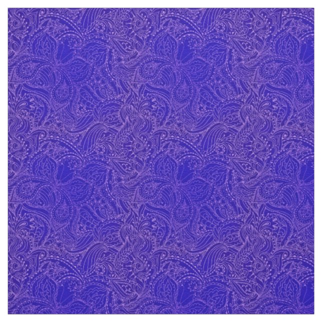 Tissu Papillon Floral Moderne Bleu Naturel Luxe (Échantillon)