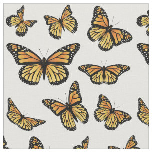 Tissu Papillon monarque orange