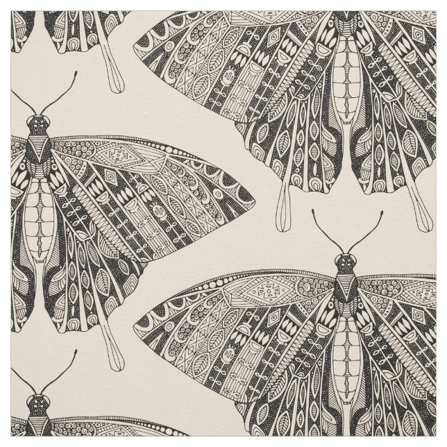 Tissu papillon noir blanc (Échantillon)
