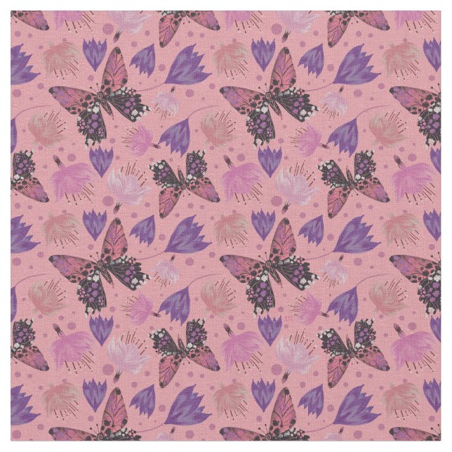Tissu Papillon rose vintage (Fermer)