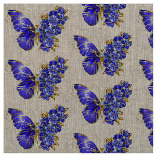 Tissu Papillon saphir à fleurs