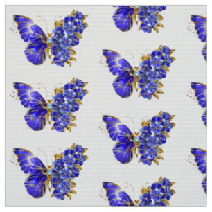 Tissu Papillon saphir à fleurs