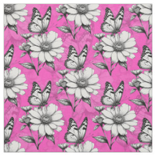 Tissu Papillon Sur Flower Motif Design rose