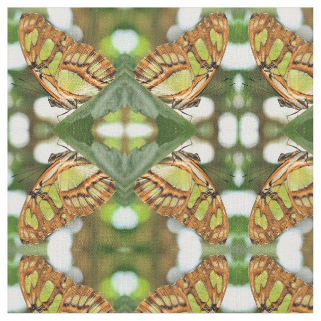 Tissu Papillon vert Posant Motif de la nature (Fermer)