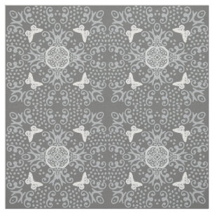 Tissu Papillon Vintage apparence Motif gris