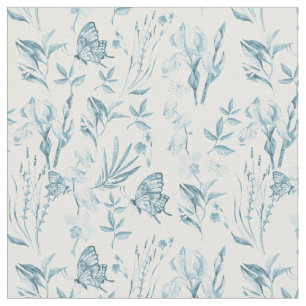 Tissu Papillon vintage bleu en pastel de Bohème floral