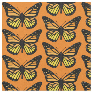 Tissu Papillon vintage jaune et orange