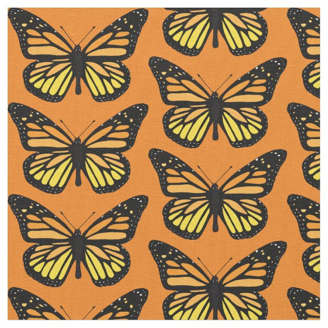 Tissu Papillon vintage jaune et orange (Fermer)