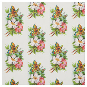 Tissu Papillon vintage sur des fleurs