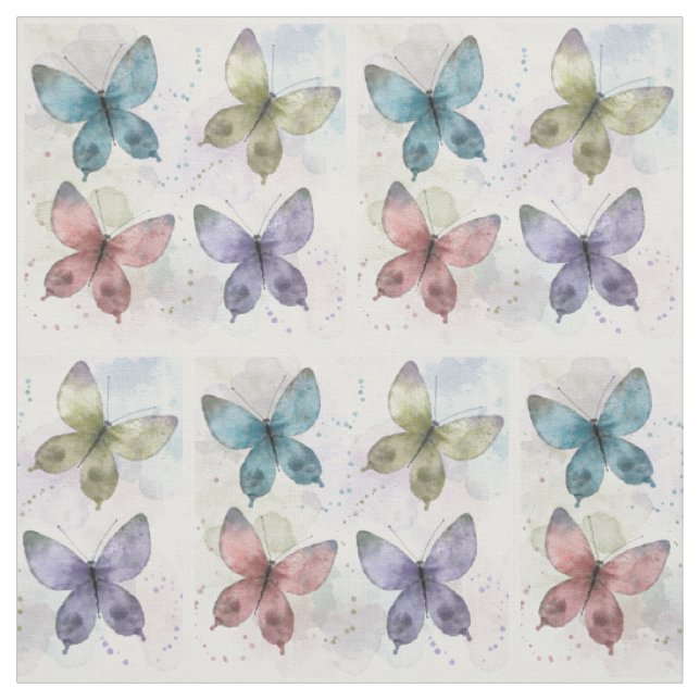 Tissu Papillons à l'aquarelle  (Échantillon)
