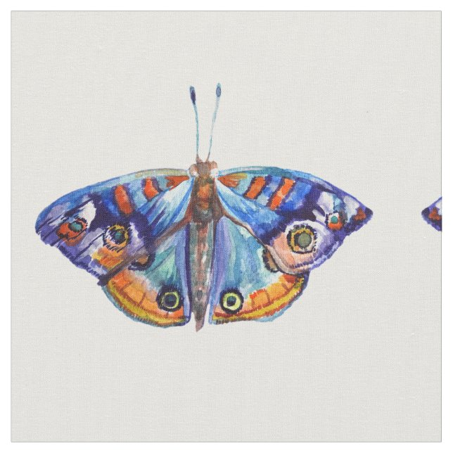 Tissu Papillons bleus Aquarelle Art (Fermer)