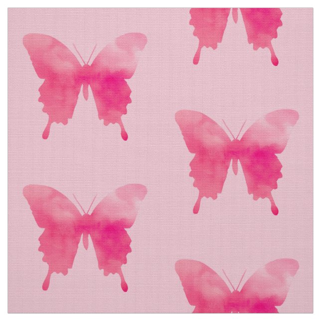 Tissu Papillons d'aquarelle - Fuchsia et rose (Échantillon)