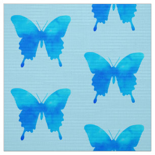 Tissu Papillons d'aquarelle - Nuances de bleu ciel