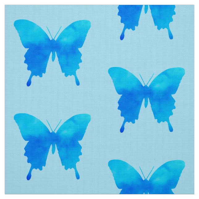 Tissu Papillons d'aquarelle - Nuances de bleu ciel (Échantillon)