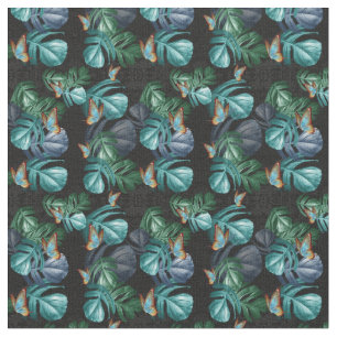 Tissu Papillons de Paradis Éclaboussure Tropicale en Ble