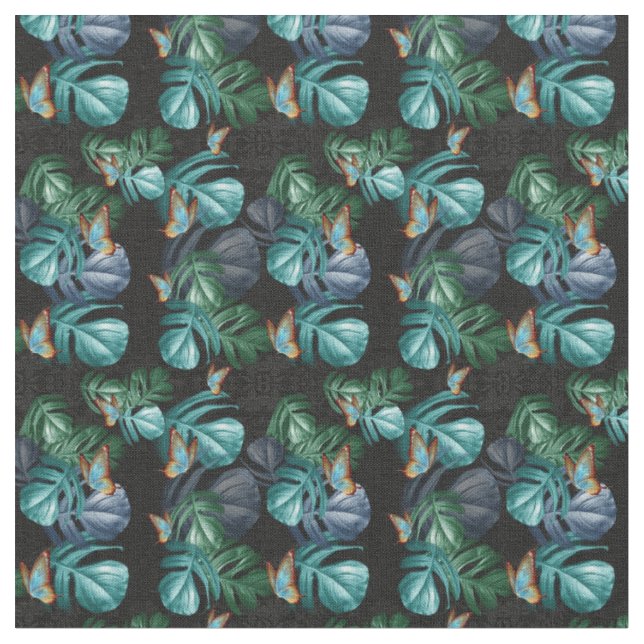 Tissu Papillons de Paradis Éclaboussure Tropicale en Ble (Fermer)