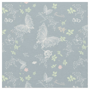 Tissu Papillons en dentelle blanche