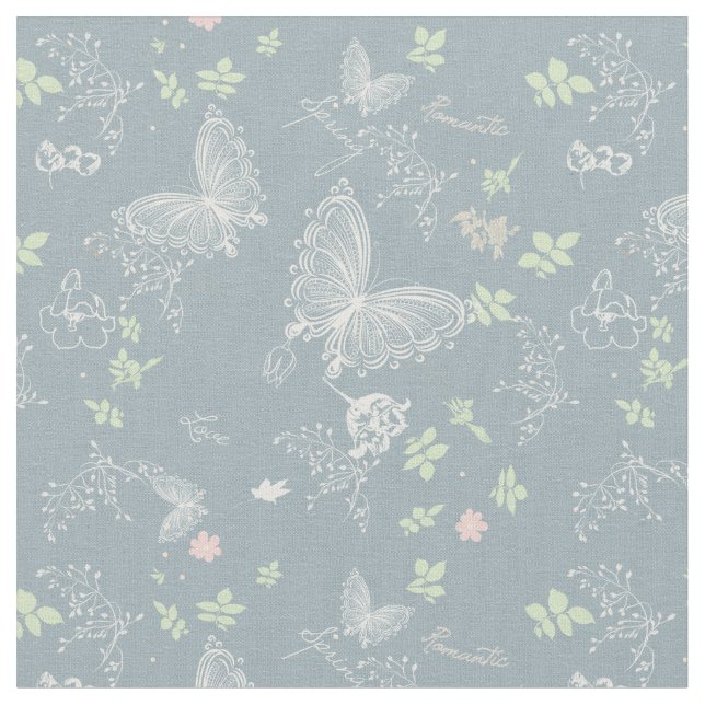 Tissu Papillons en dentelle blanche (Fermer)