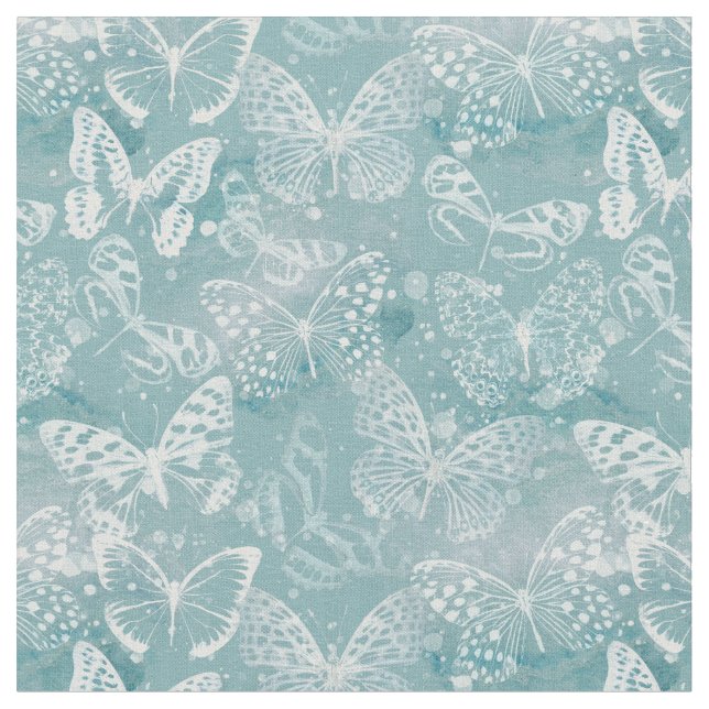Tissu Papillons en marbre vert de mer (Fermer)