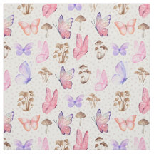 Papillons et champignons en blanc