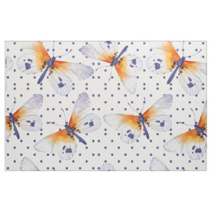 Tissu Papillons Et Pois