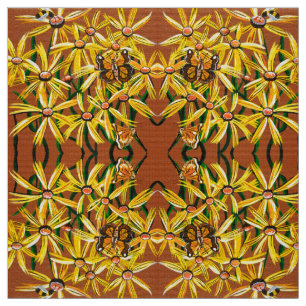 Tissu Papillons jaunes et abeilles