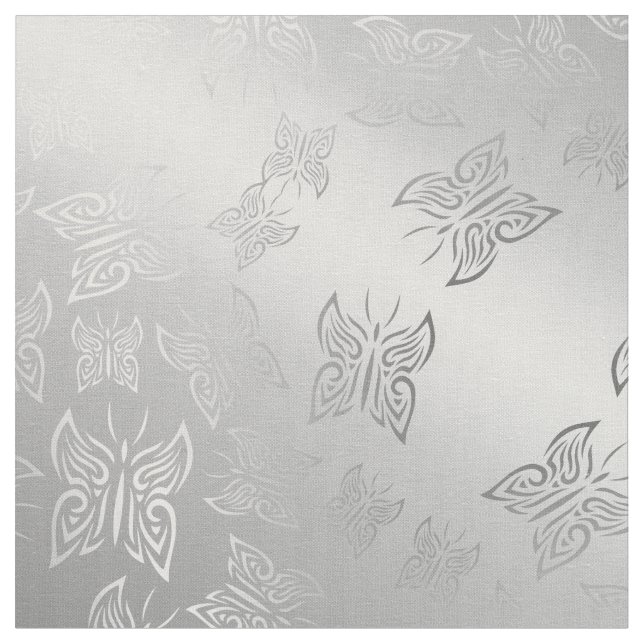 Tissu Papillons Motif Argent (Fermer)