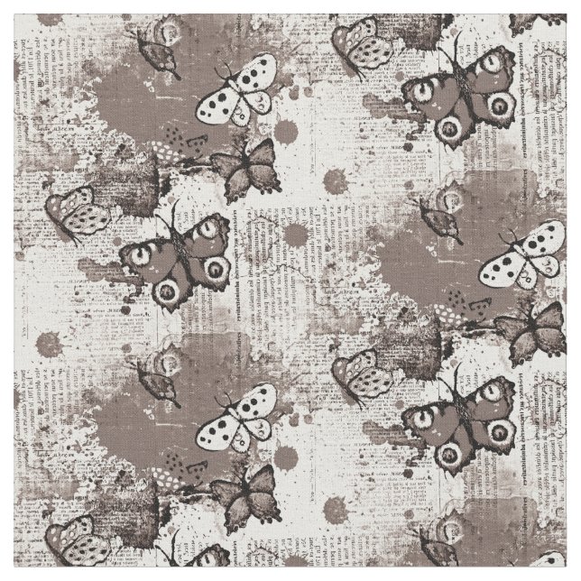 Tissu Papillons neutres Motif Unisex Vintage (Fermer)