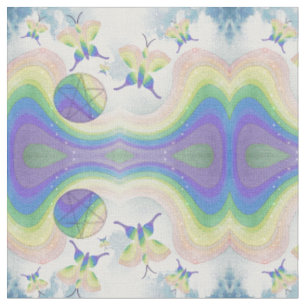 Tissu Papillons, Nuages, Arcs-en-ciel et Pentacles